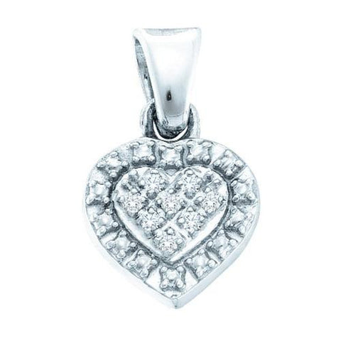 925 Sterling Silver White 0.03CTW DIAMOND  HEART PENDANT