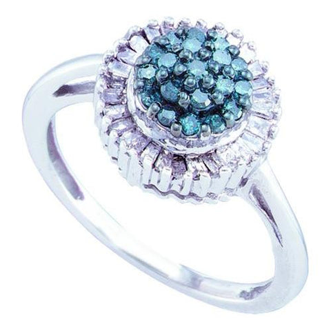 10KT White Gold 0.50CTW LADIES BLUE DIAMOND FASHION RING