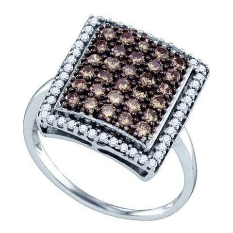 10KT White Gold 1.00CTW COGNAC DIAMOND  LADIES  FASHION RING