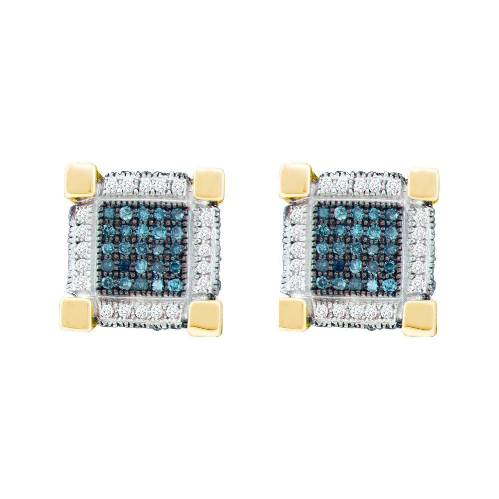 3-4CTW-Diamond MICRO-PAVE BLUE EARRINGS