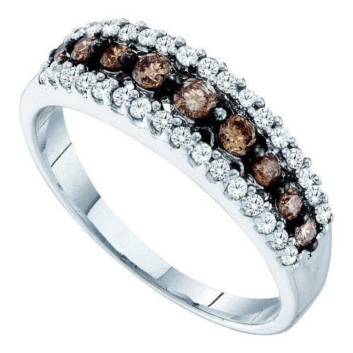 10KT White Gold 0.50CTW COGNAC DIAMOND LADIES  FASHION BAND