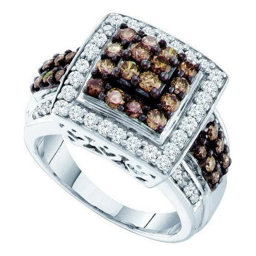 10K White-gold 1.50CTW COGNAC DIAMOND LADIES FASHION RING