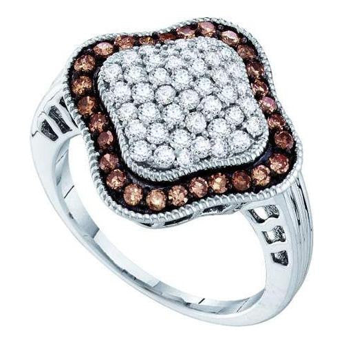 10KT White Gold 1.00CTW COGNAC DIAMOND LADIES  FASHION RING