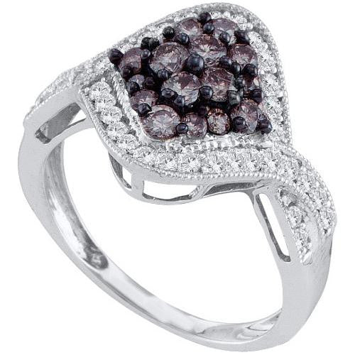 10KT White Gold 1.00CTW COGNAC DIAMOND FASHION RING