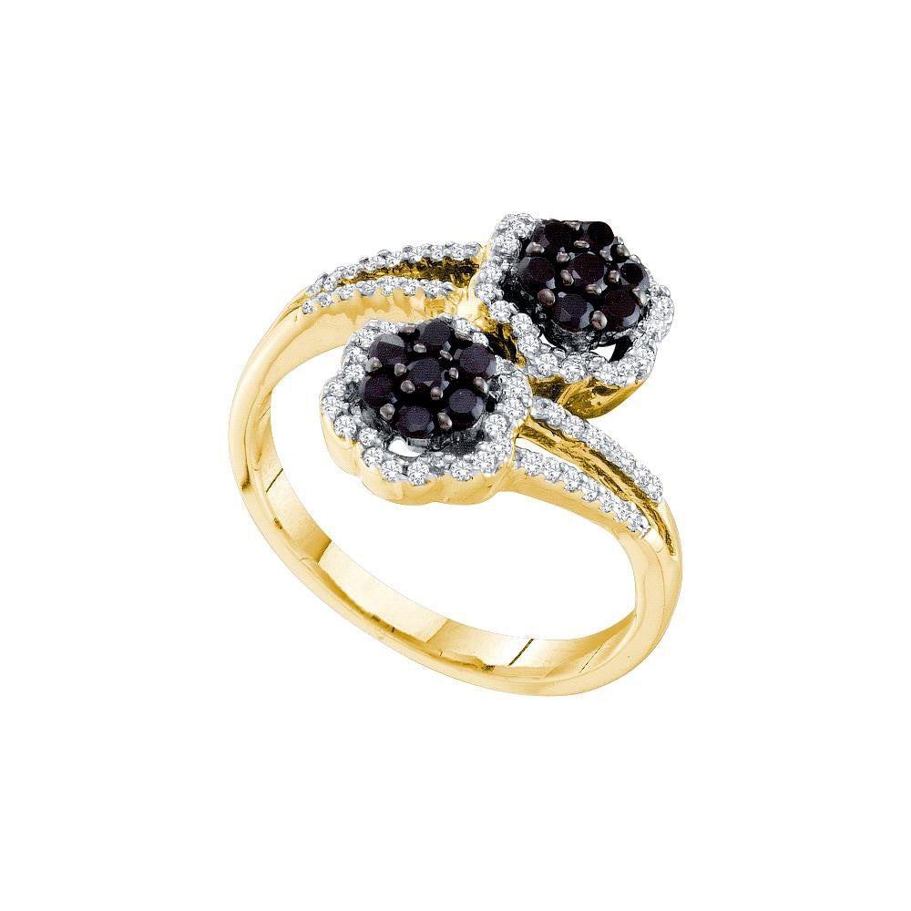 1-2CTW-Diamond BLACK FLOWER RING