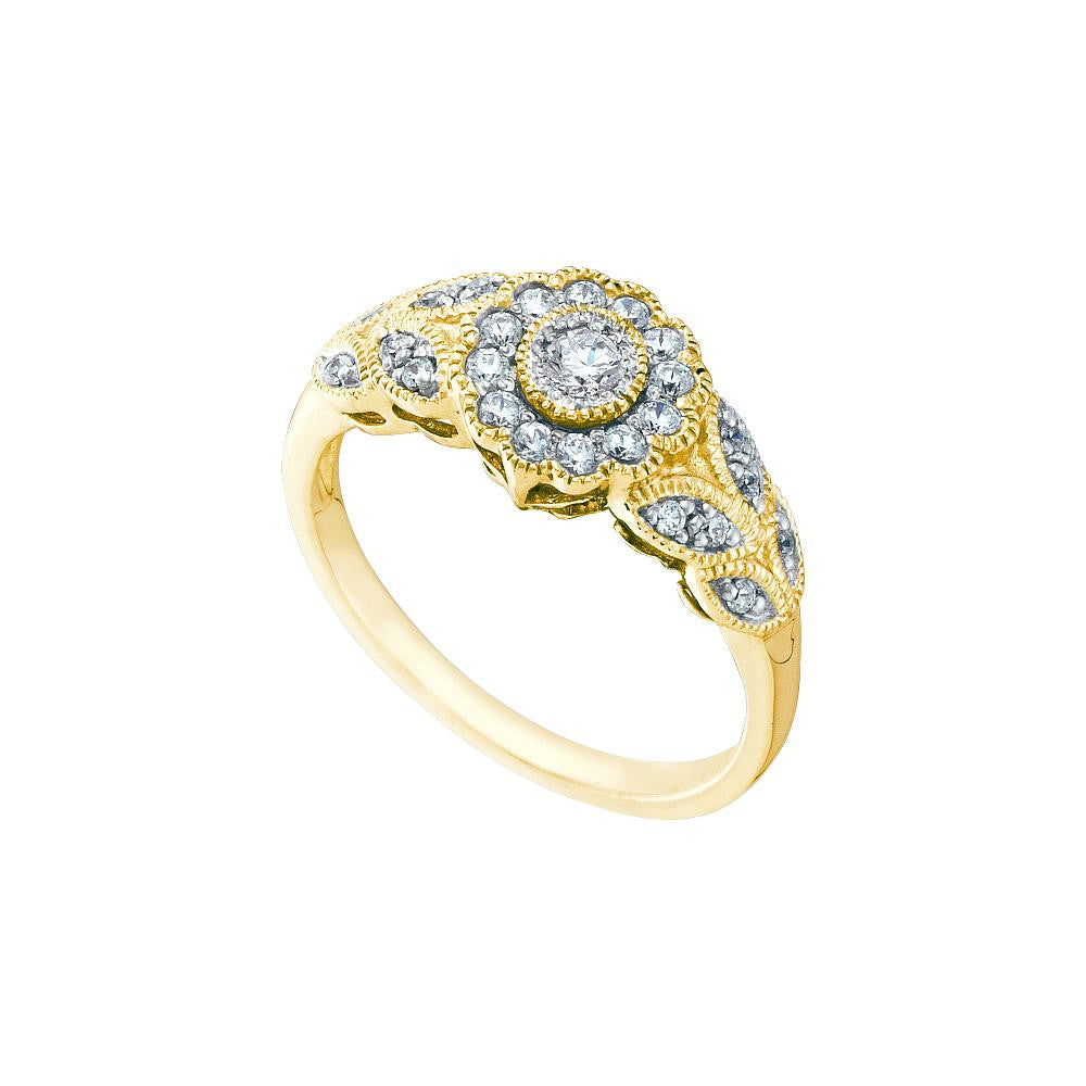 1-3CTW-Diamond FLOWER RING