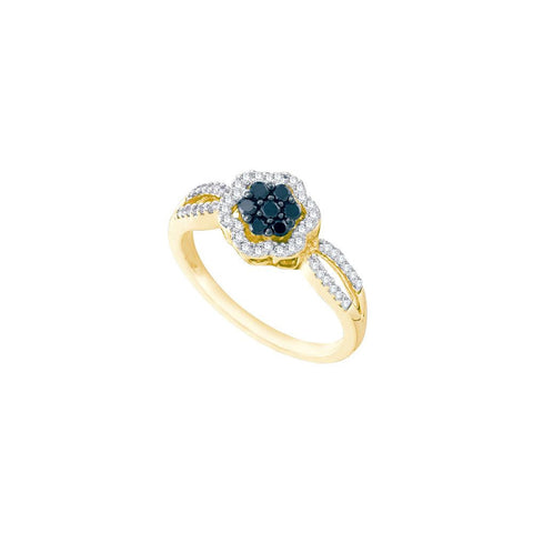 1-3CTW-Diamond BLACK FLOWER RING