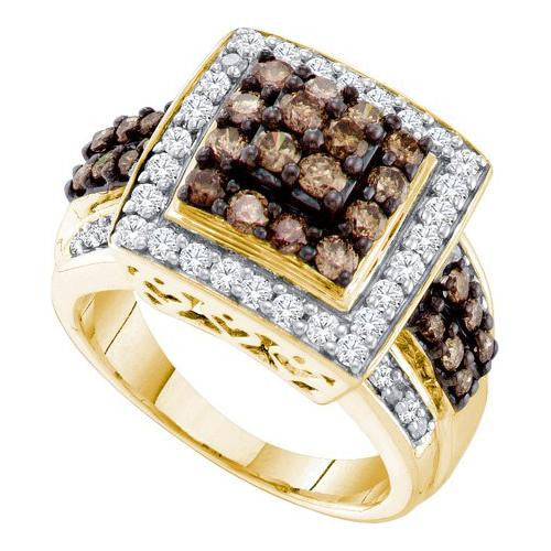 10KT Yellow Gold 1.50CTW COGNAC DIAMOND LADIES FASHION RING