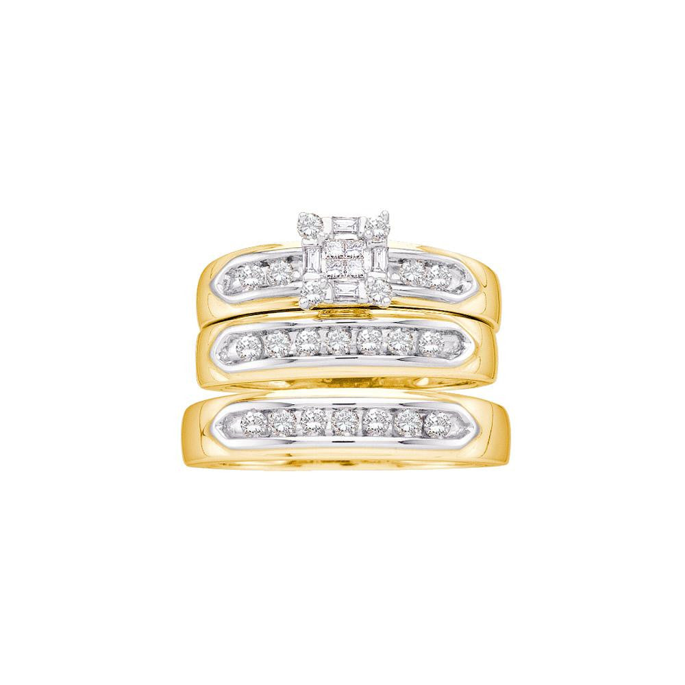 1-2CT-Diamond INVISIBLE TRIO SET