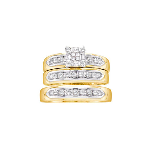 1-2CT-Diamond INVISIBLE TRIO SET