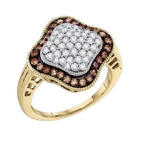 10KT Yellow Gold 1.00CTW COGNAC DIAMOND LADIES  FASHION RING