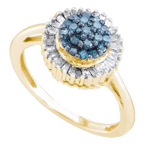 10KT Yellow Gold 0.50CTW BLUE DIAMOND  FASHION RING