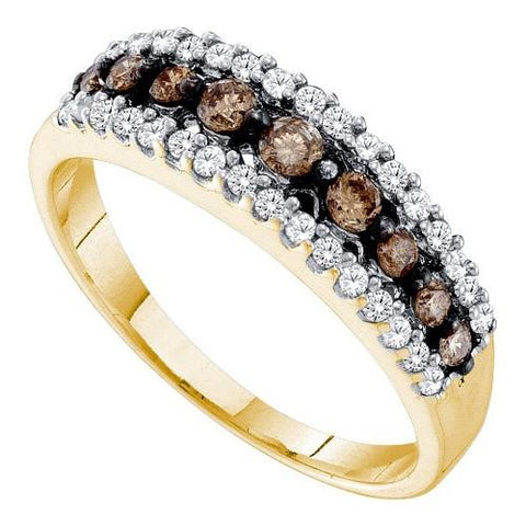 10KT Yellow Gold 0.50CTW COGNAC DIAMOND LADIES FASHION BAND