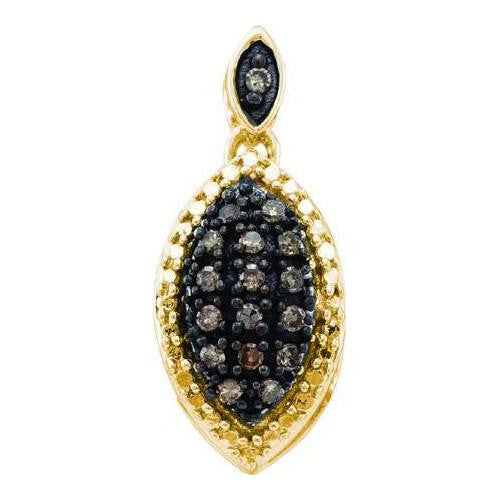 10KT Yellow Gold 0.20CTW COGNAC DIAMOND  FASHION PENDANT