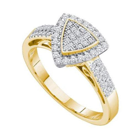 10KT Yellow Gold Two Tone 0.33CT DIAMOND TRIO  MICRO PAVE RING