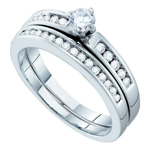 10KT White Gold 0.47CTW DIAMOND LADIES ROUND CENTER BRIDAL SET