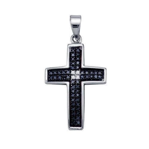 925 Sterling Silver White 0.15CTW DIAMOND  CROSS CHARM