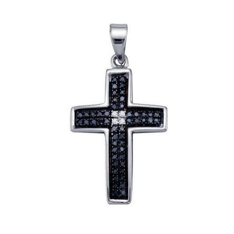 925 Sterling Silver White 0.15CTW DIAMOND  CROSS CHARM