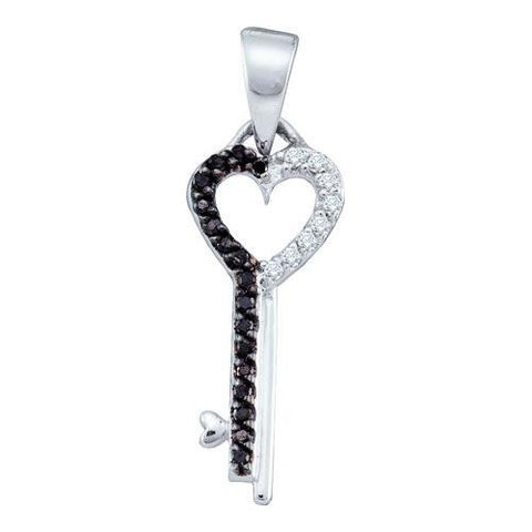 10KT White Gold 0.12CTW DIAMOND  KEY PENDANT