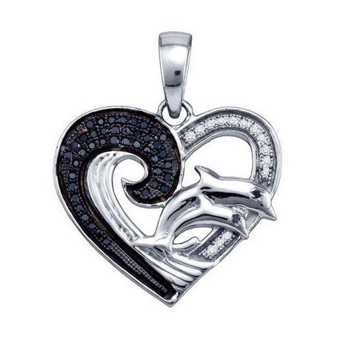 925 Sterling Silver White 0.17CTW DIAMOND HEART PENDANT