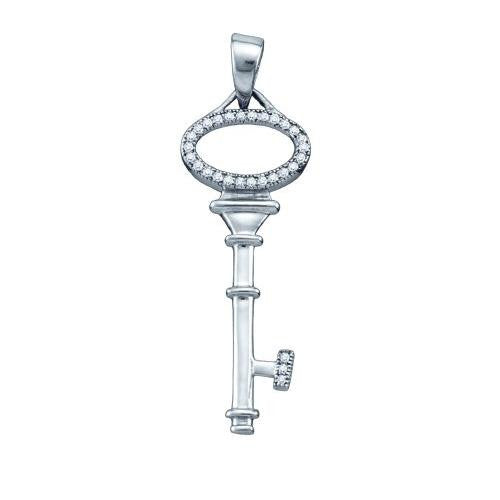 925 Sterling Silver White 0.10CTW DIAMOND KEY PENDANT