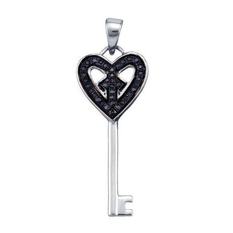 925 Sterling Silver White 0.11CTW DIAMOND KEY PENDANT