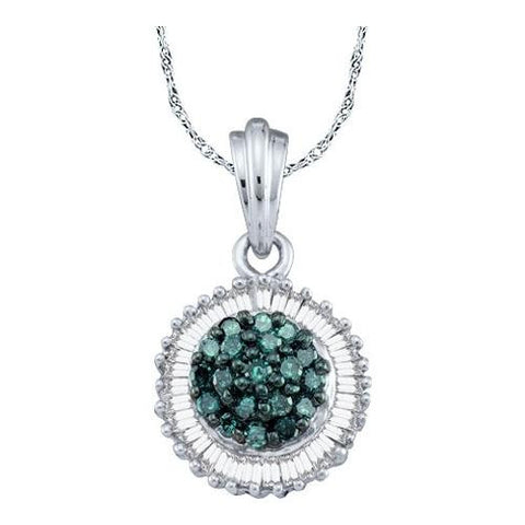 10KT White Gold 0.50CTW BLUE DIAMOND  FASHION PENDANT