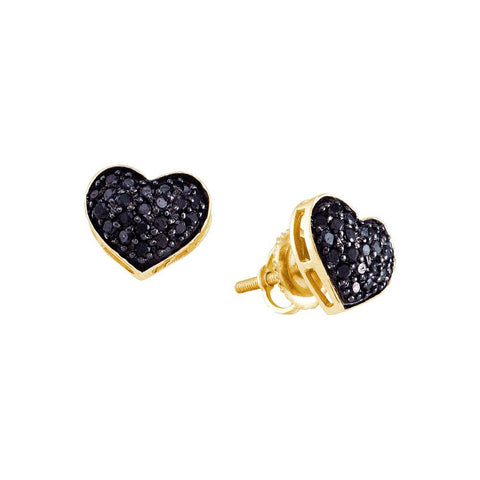 3-8CT-Diamond BLACK HEART EARRINGS