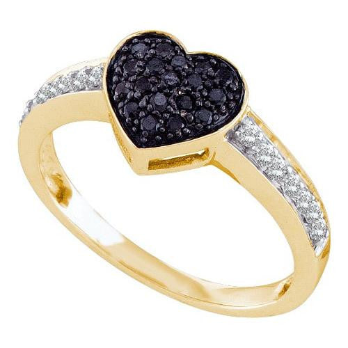 10K Yellow-gold 0.34CTW BLACK DIAMOND HEART RING