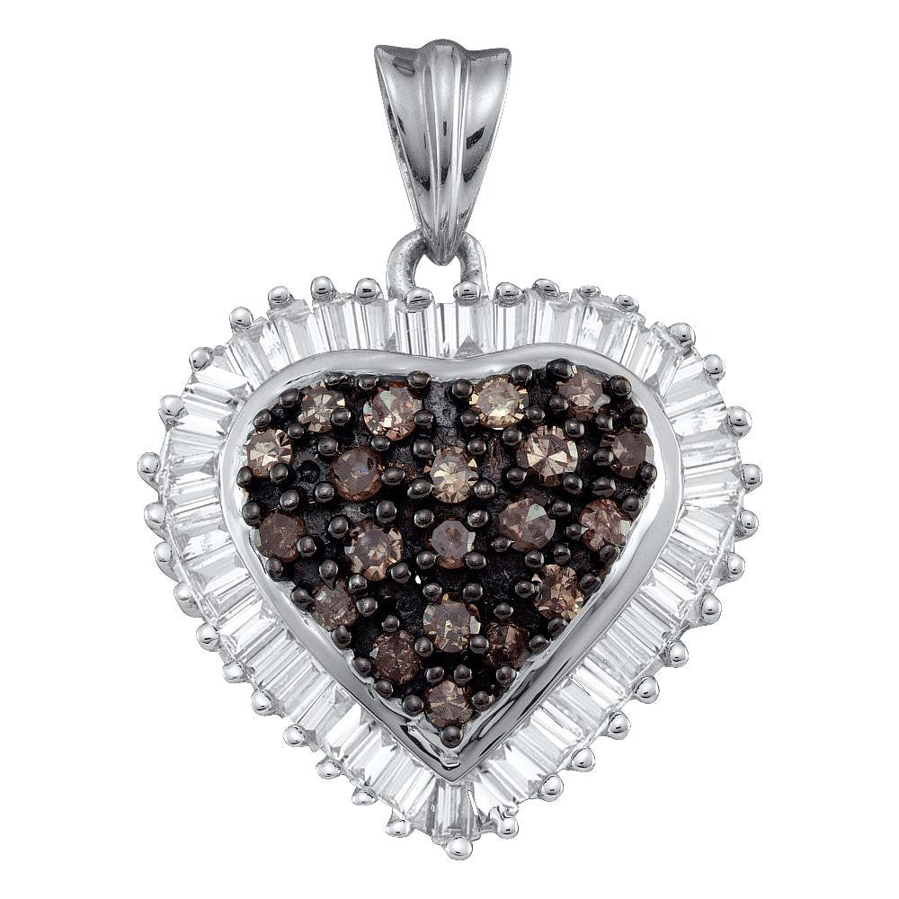 1 CTW-Diamond BROWN HEART PENDANT