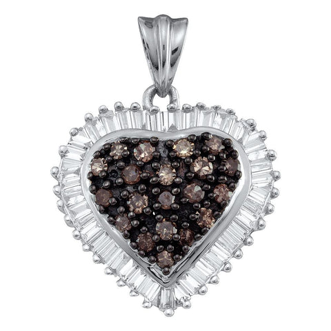 1 CTW-Diamond BROWN HEART PENDANT