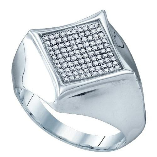 925 Sterling Silver White 0.32CTW DIAMOND  MICRO PAVE MENS RING