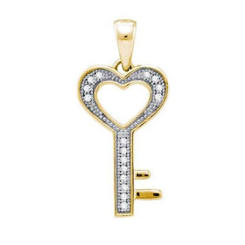 925 Sterling Silver Yellow 0.05CTW DIAMOND KEY PENDANT