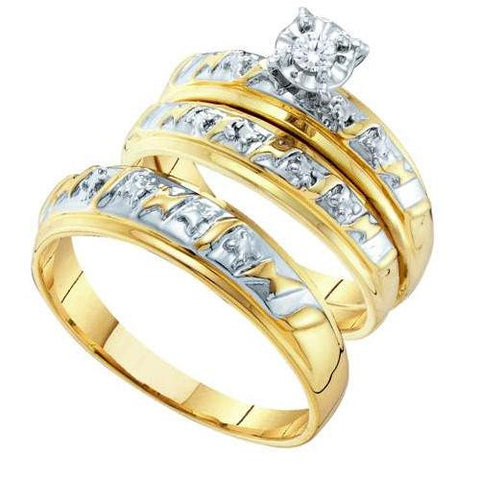 14KT Yellow Gold 0.07CT DIAMOND ROUND CENTER TRIO SET