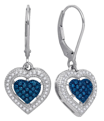 3-8CT-Diamond HEART BLUE EARRINGS