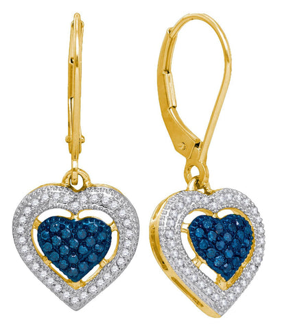 3-8CT-Diamond HEART BLUE EARRINGS