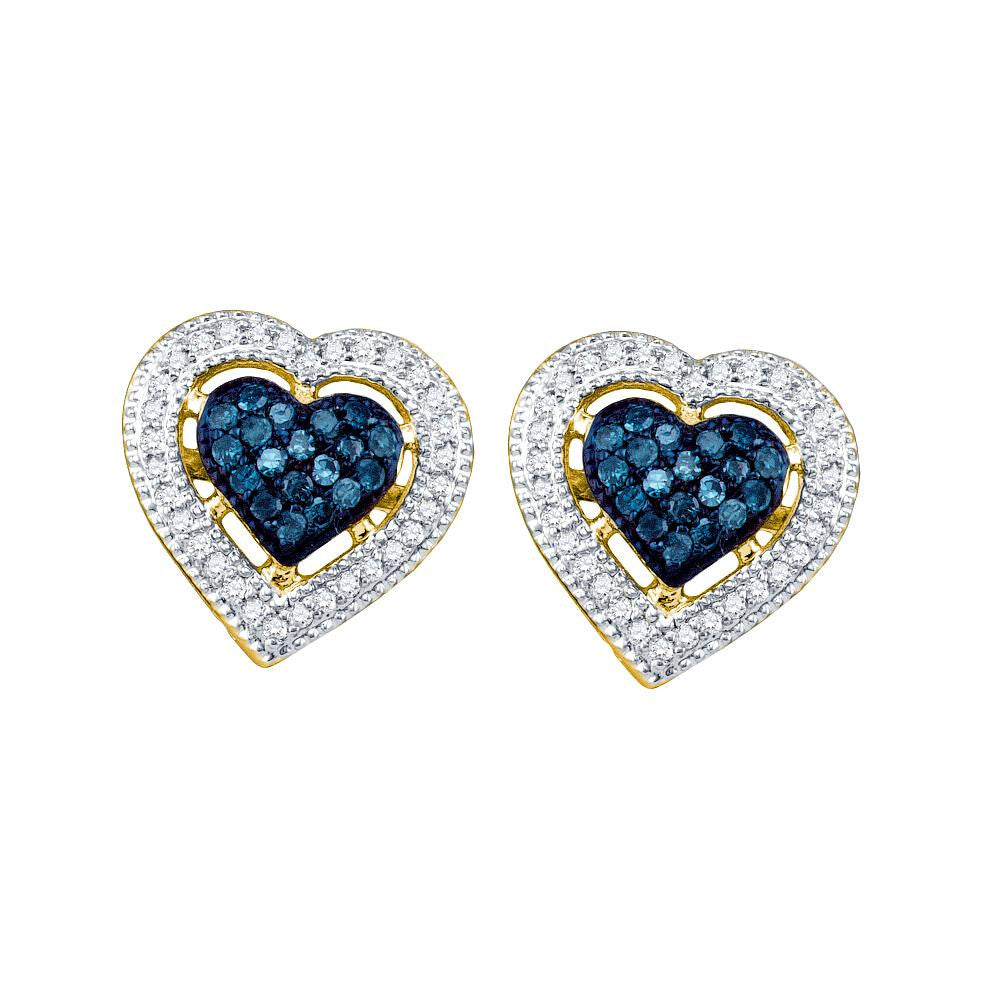 3-8CT-Diamond HEART BLUE EARRINGS