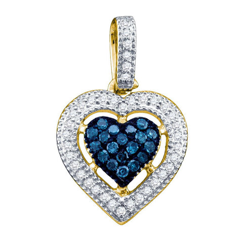 1-5CT-Diamond HEART BLUE PENDANT