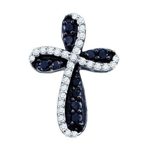 10KT White Gold 0.97CTW DIAMOND  CROSS CHARM