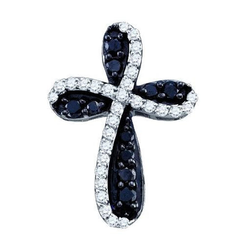 10KT White Gold 0.97CTW DIAMOND  CROSS CHARM