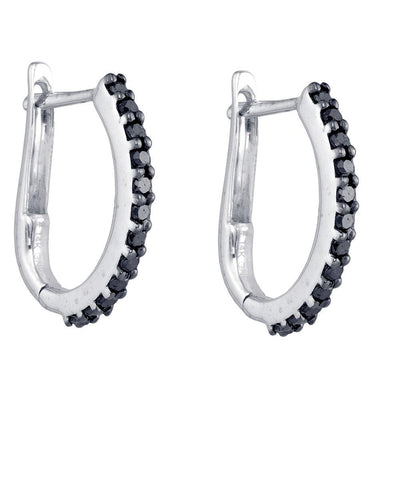 1-3CT-Diamond MICRO-PAVE BLACK HOOP EARRINGS