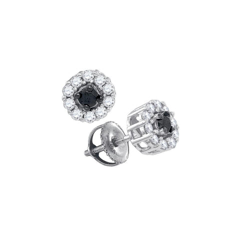 1-2CT-Diamond FLOWER BLACK EARRINGS