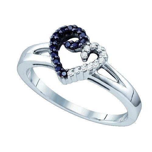 925 Sterling Silver White 0.17CTW DIAMOND MICROPAVE HEART RING