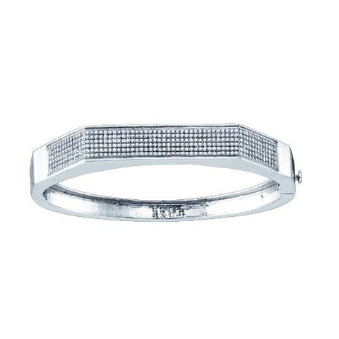 925 Sterling Silver White 1.03CTW DIAMOND MICRO PAVE BANGLE