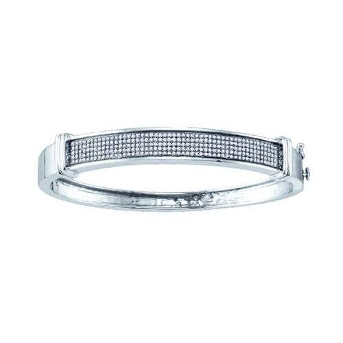 925 Sterling Silver White 0.76CTW DIAMOND MICRO PAVE BANGLE