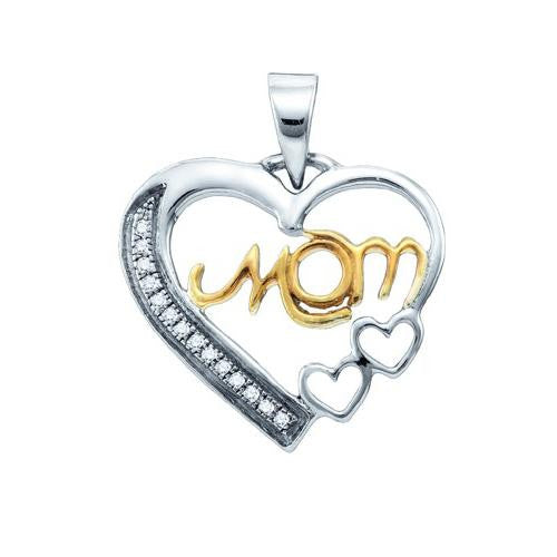 925 Sterling Silver White 0.05CTW DIAMOND HEART PENDANT