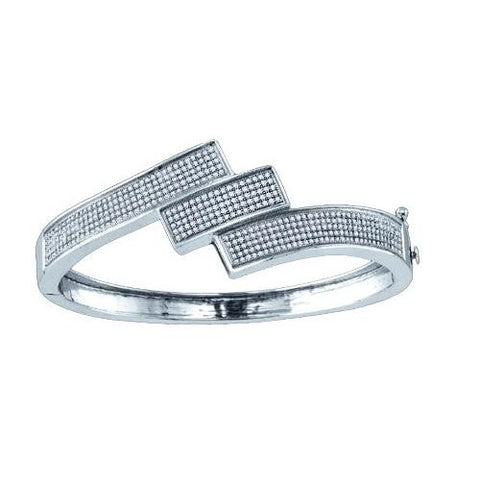 925 Sterling Silver White 1.32CTW DIAMOND MICRO-PAVE BANGLE