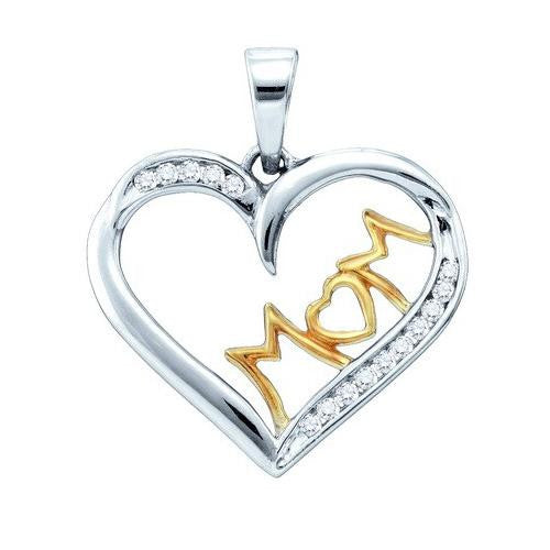 925 Sterling Silver White 0.15CTW DIAMOND MOM PENDANT