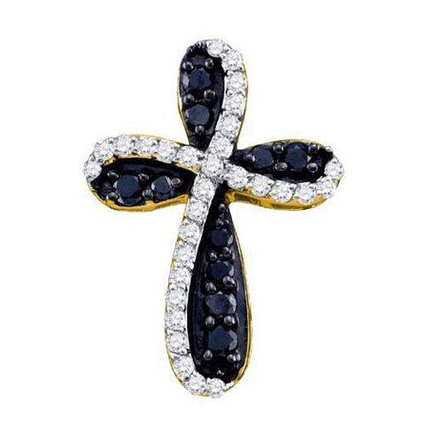 10KT Yellow Gold 0.97CTW DIAMOND CROSS CHARM