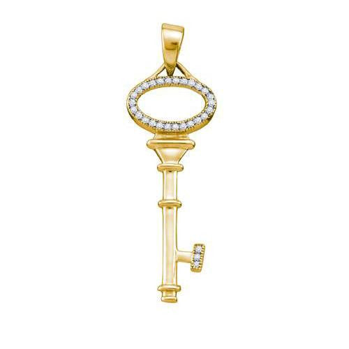 925 Sterling Silver Yellow 0.10CTW DIAMOND KEY PENDANT